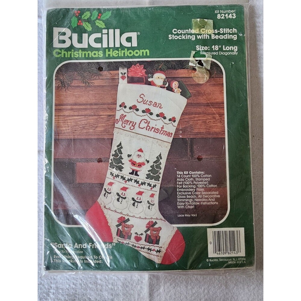 Bucilla Nostalgia 18" Counted Cross Stitch Stocking Kit #82143 Sealed